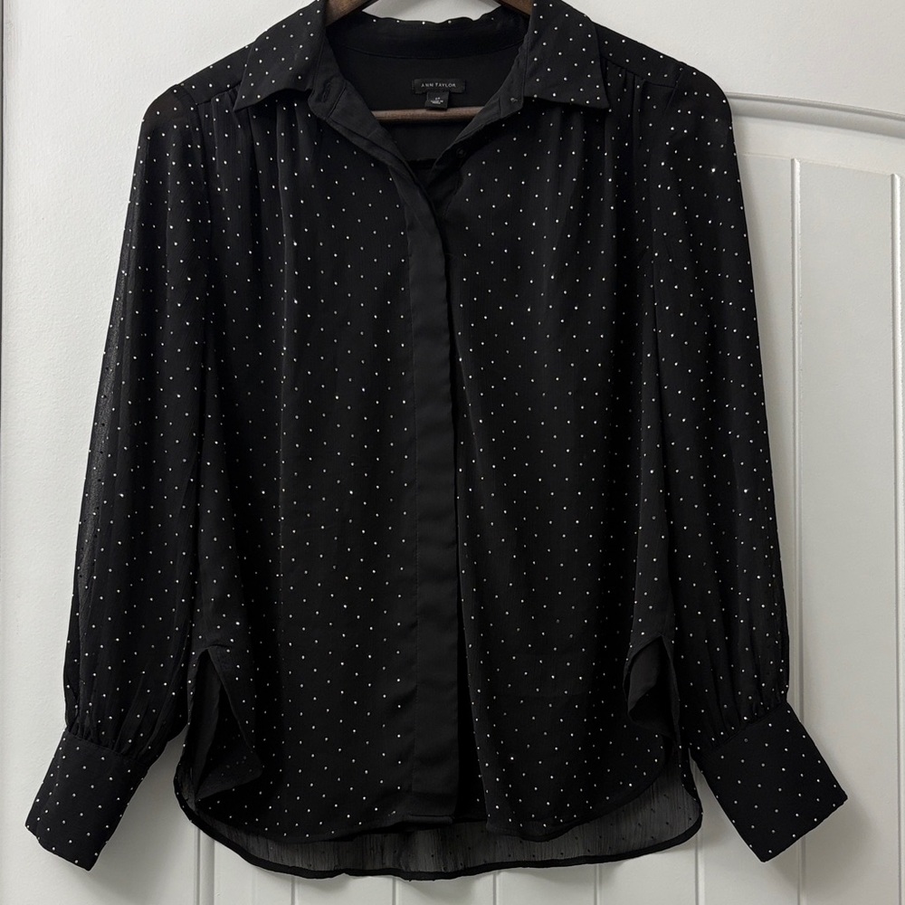Ann Taylor Sparkle Studded Button Down Shirt